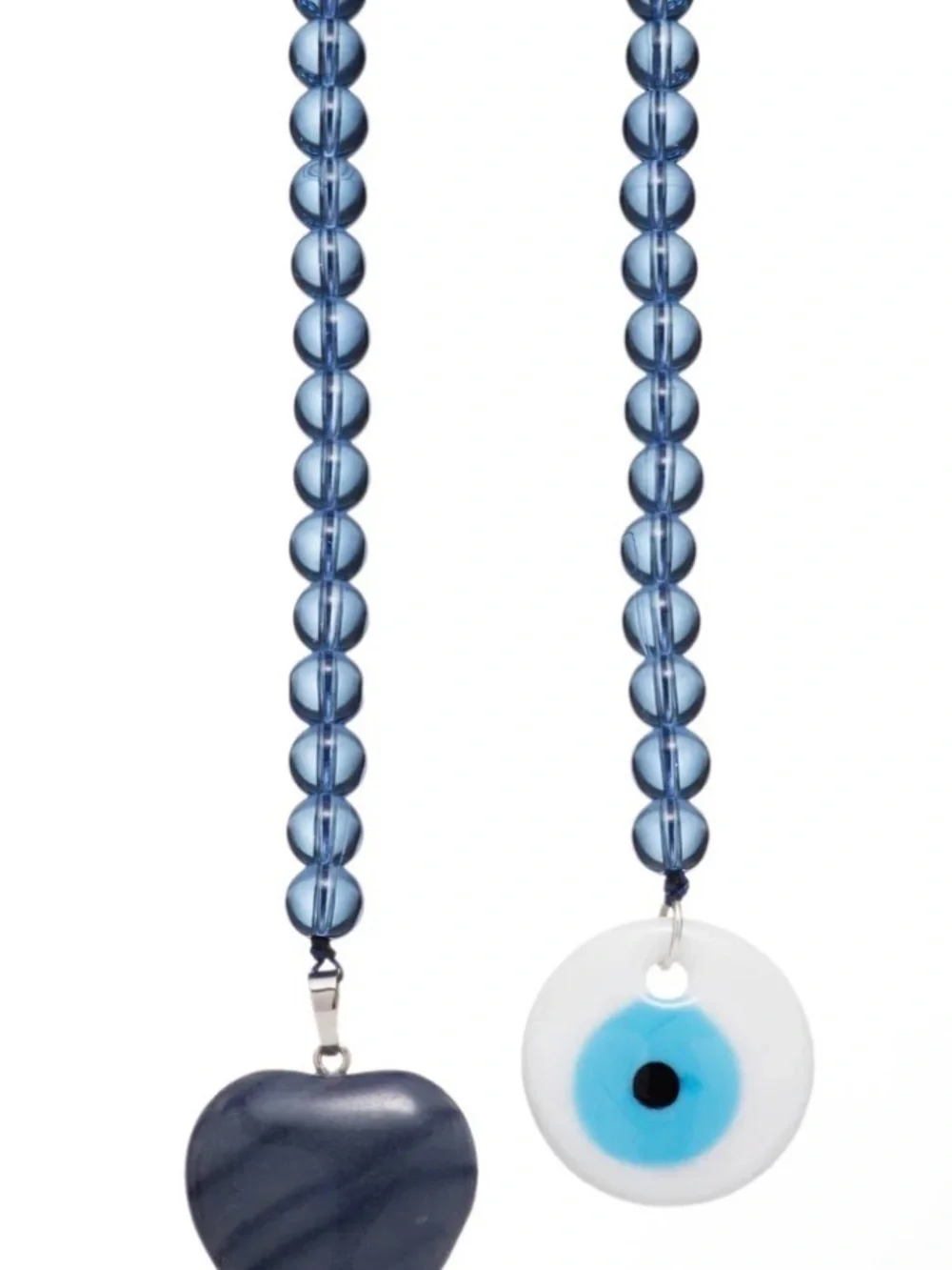 New MAYAMAR Evil Eye & Heart Beaded Bag Charm - Blue, 15” - Picture 3 of 9